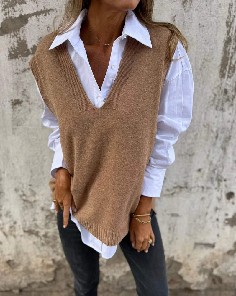 Gilet en maille ultra-confort col V & boutons