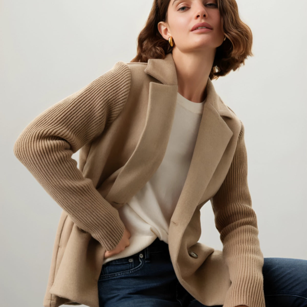 Mitou™ – Blazer élégant à manches tricotées