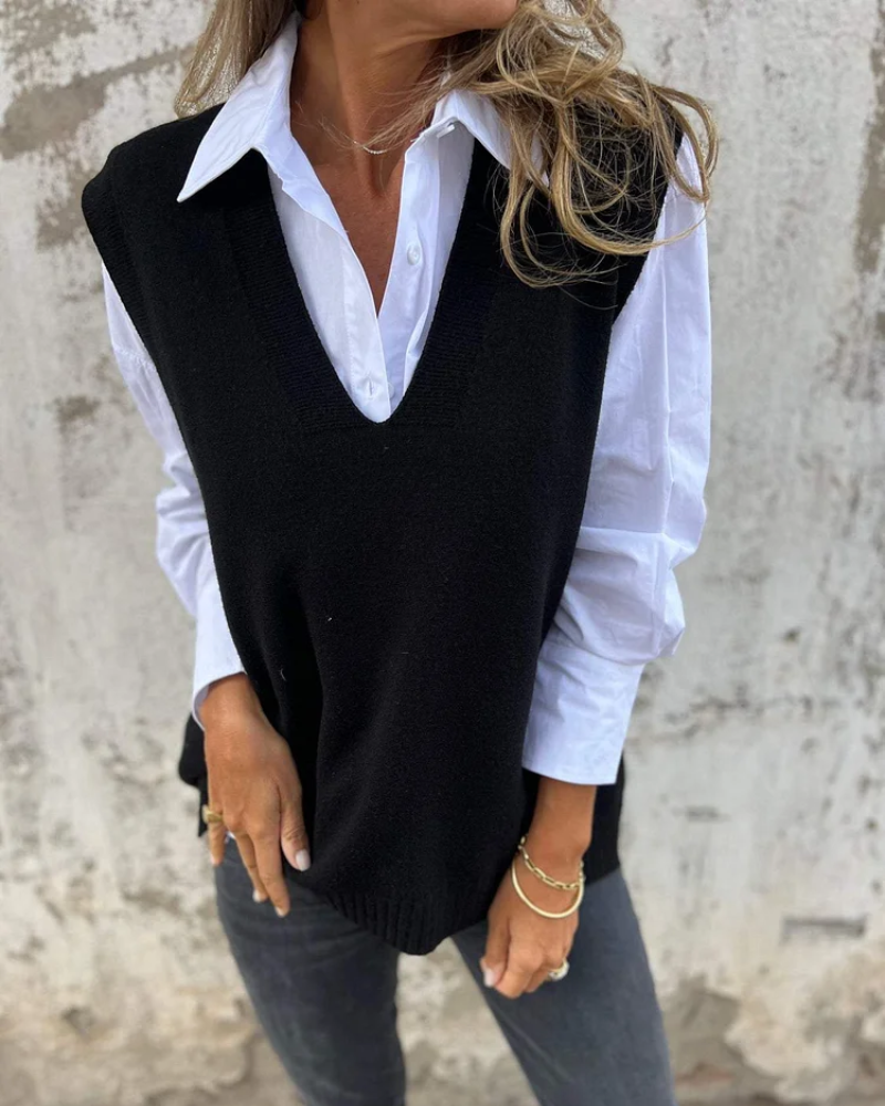 Gilet en maille ultra-confort col V & boutons