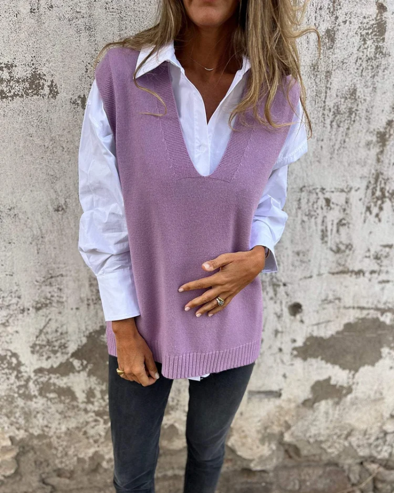 Gilet en maille ultra-confort col V & boutons