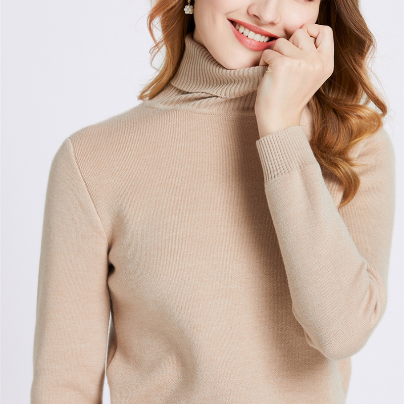 Pull Tricot Doublé Polaire à Col Montant