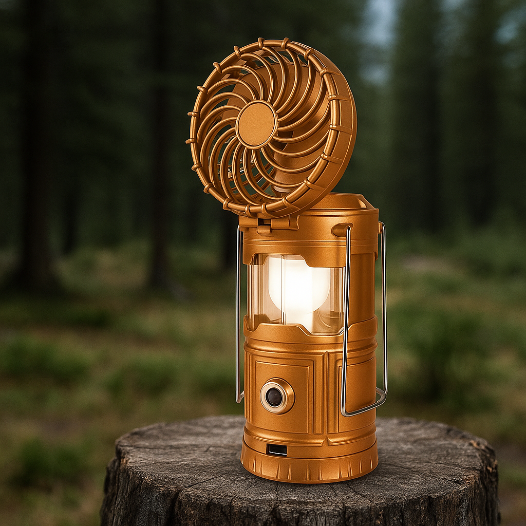 🔦 Lanterne de camping LED 3-en-1 avec ventilateur
