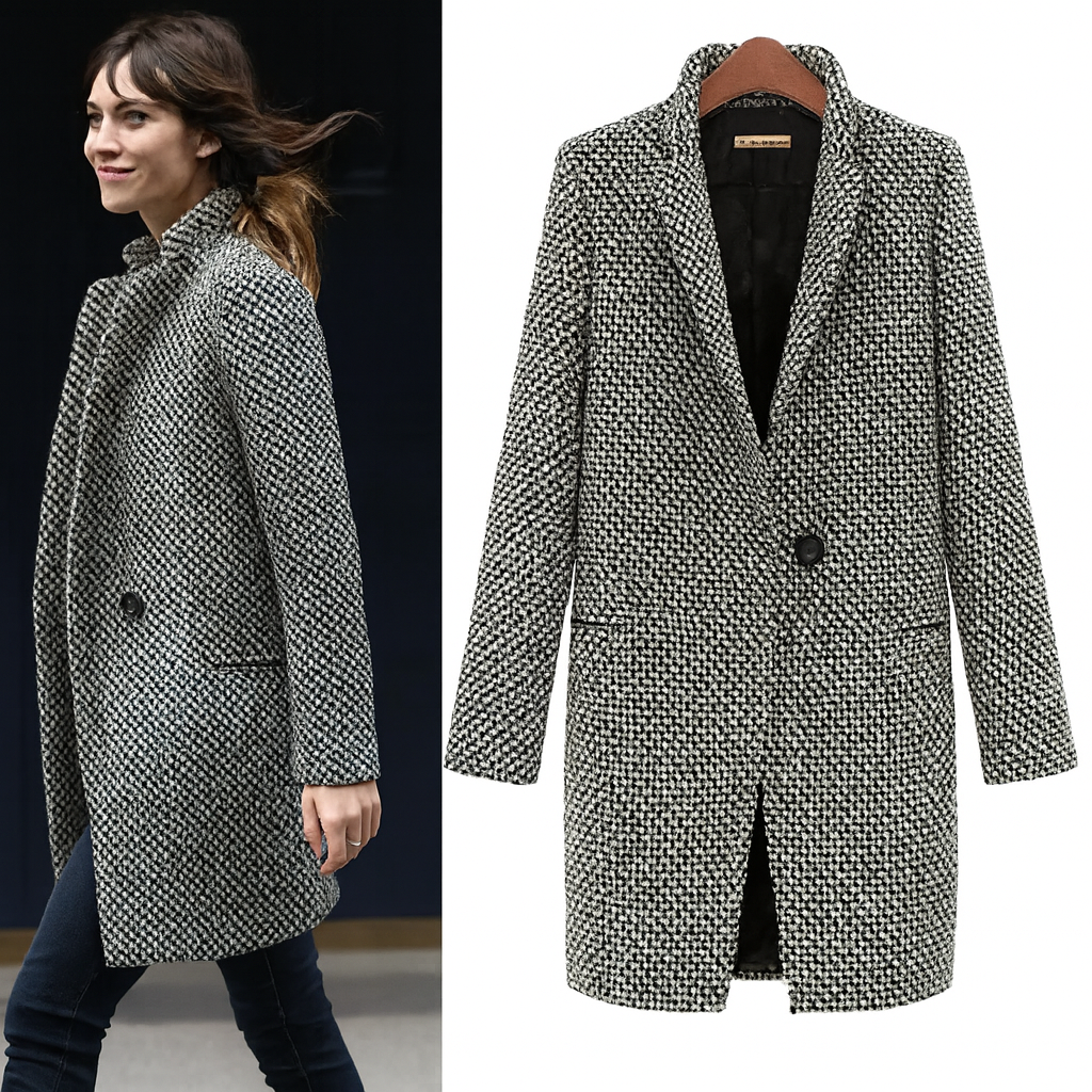 Manteau élégant doté d'une coupe longue flatteuse avec doublure chaude