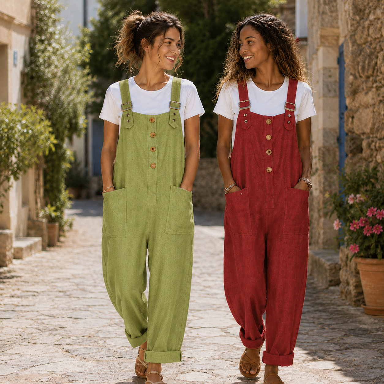 ÉVASIA™ - Salopette Décontractée – Coupe Ample, Bretelles Ajustables & Tissu Léger Respirant