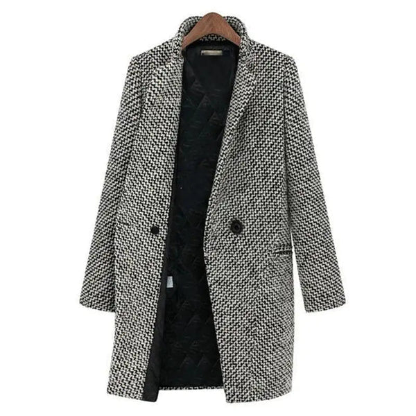 Manteau élégant doté d'une coupe longue flatteuse avec doublure chaude