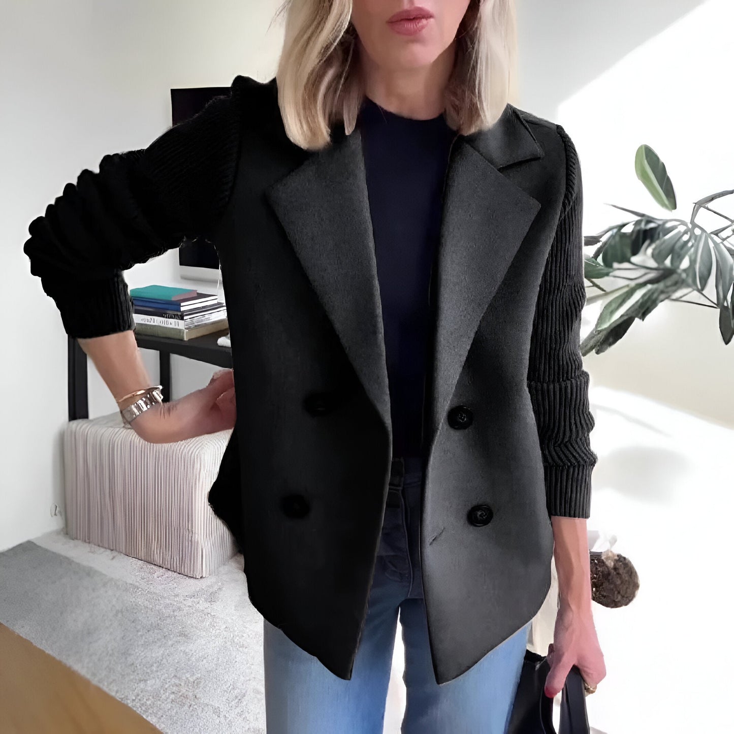 Mitou™ – Blazer élégant à manches tricotées