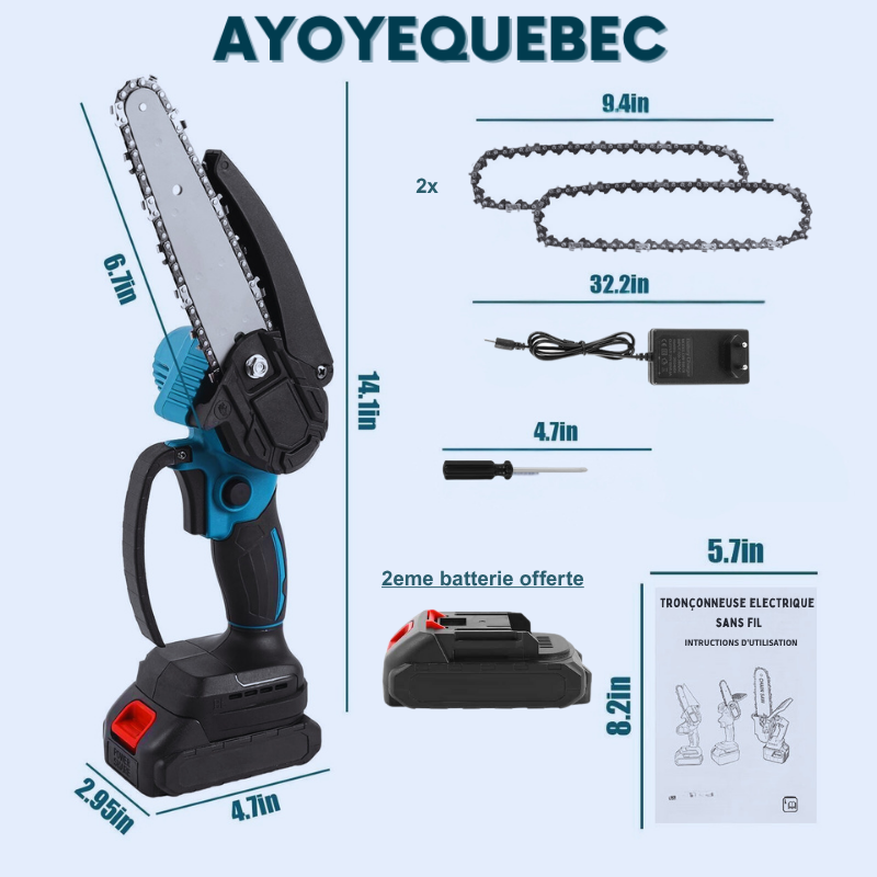 V30PRO™ – Tronçonneuse électrique sans fil - 2ème batterie offerte