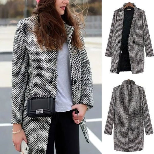 Manteau élégant doté d'une coupe longue flatteuse avec doublure chaude