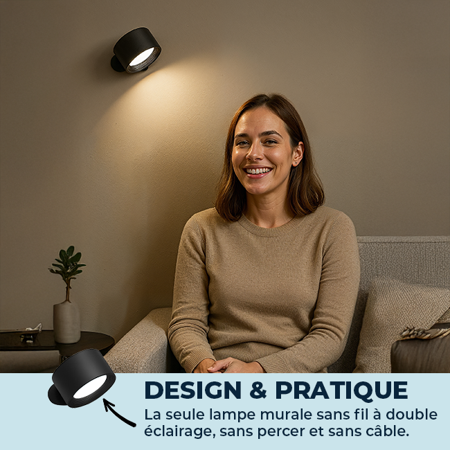 Lampe murale LED sans fil – installation sans perçage