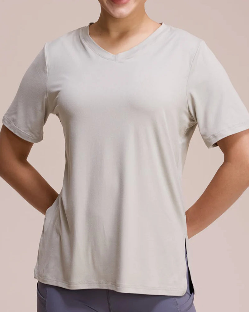 T-shirt basique manches courtes col V – Femme