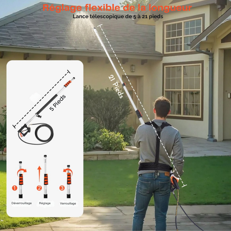 SkyReach 365 – Lance télescopique 24 Pieds 4000 PSI