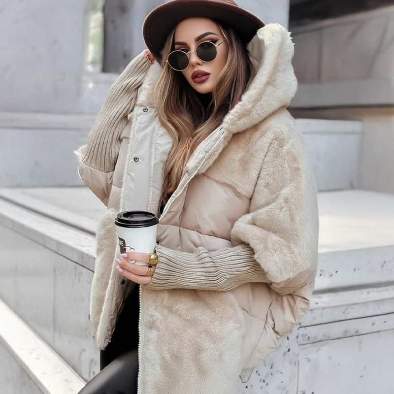 MailleNord™ – Manteau bouffant oversize patchwork