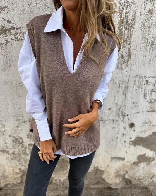 Gilet en maille ultra-confort col V & boutons