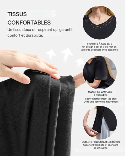 T-shirt basique manches courtes col V – Femme