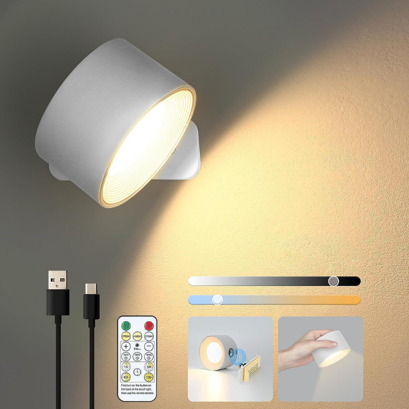 Lampe murale LED sans fil – installation sans perçage