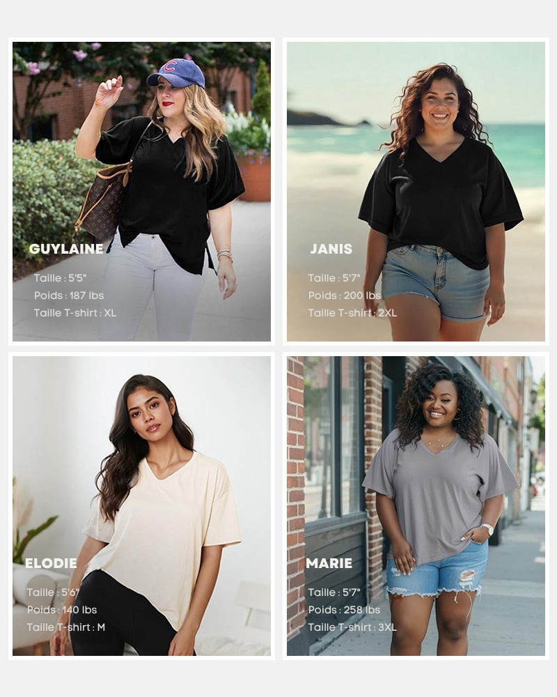 T-shirt basique manches courtes col V – Femme