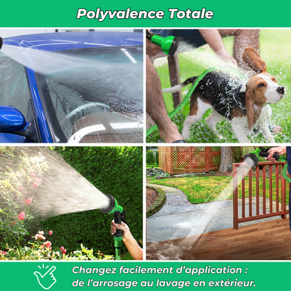 FlexiFlow™ – Tuyau d’arrosage extensible jusqu'à 30 m & pistolet 10 modes