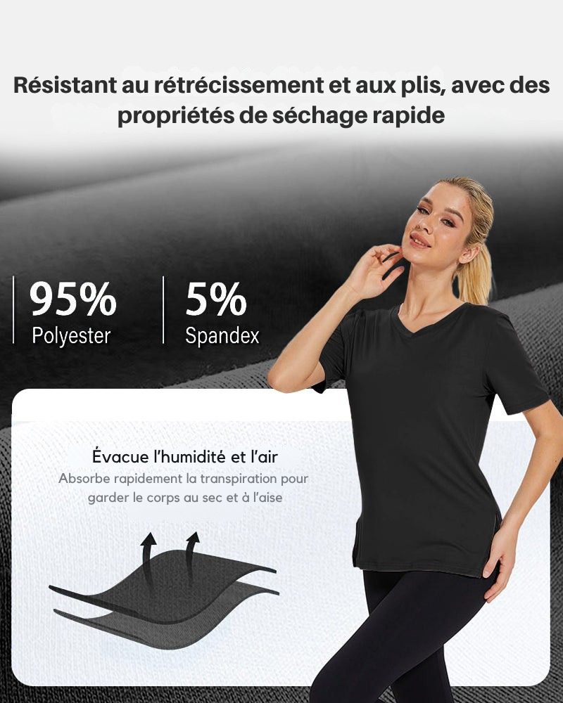 T-shirt basique manches courtes col V – Femme