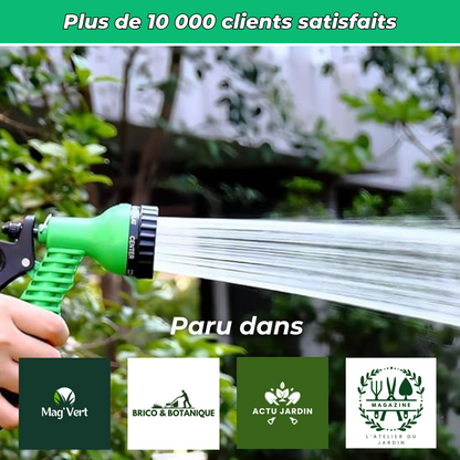 FlexiFlow™ – Tuyau d’arrosage extensible jusqu'à 30 m & pistolet 10 modes
