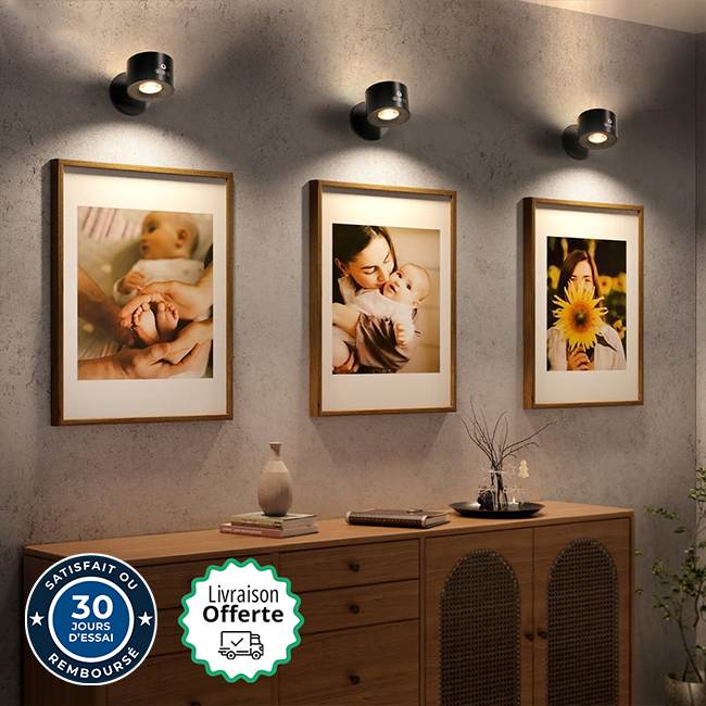 Lampe murale LED sans fil – installation sans perçage