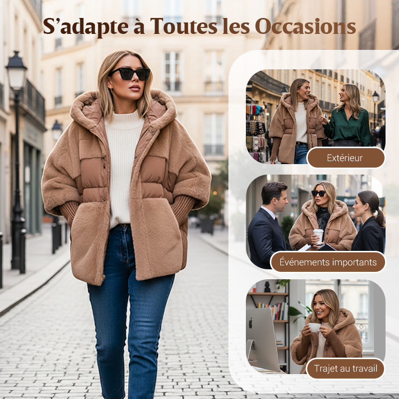 MailleNord™ – Manteau bouffant oversize patchwork