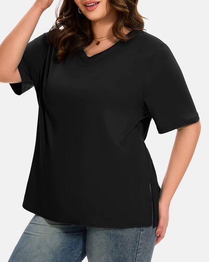 T-shirt basique manches courtes col V – Femme