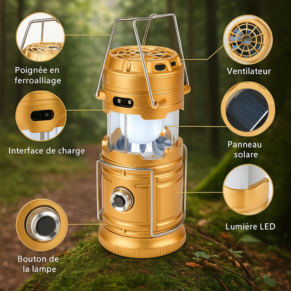 🔦 Lanterne de camping LED 3-en-1 avec ventilateur
