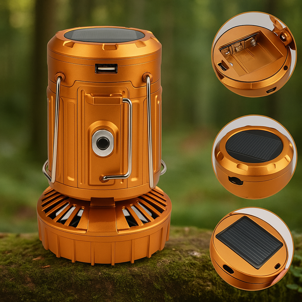 🔦 Lanterne de camping LED 3-en-1 avec ventilateur