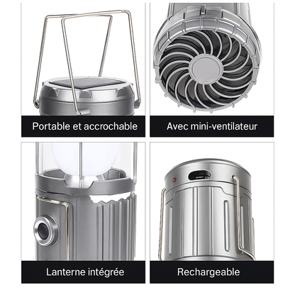 🔦 Lanterne de camping LED 3-en-1 avec ventilateur