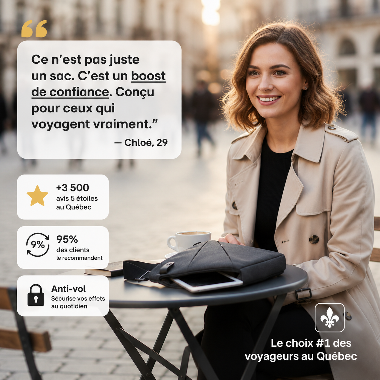 Sac bandoulière anti-vol