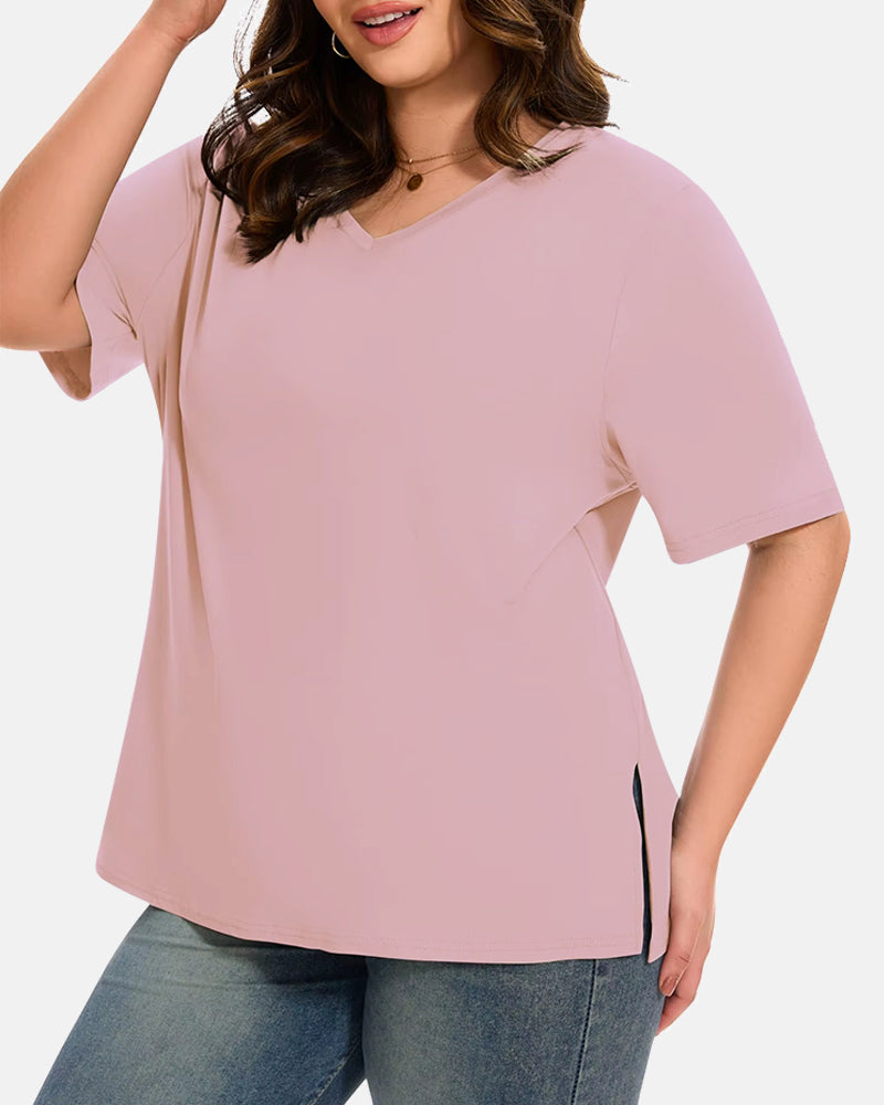 T-shirt basique manches courtes col V – Femme