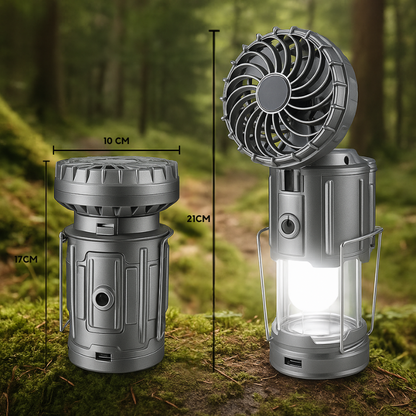 🔦 Lanterne de camping LED 3-en-1 avec ventilateur