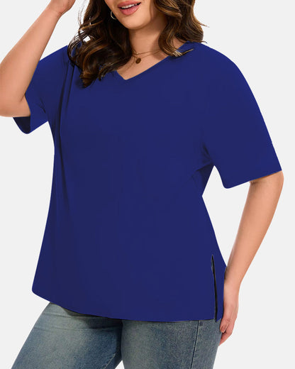 T-shirt basique manches courtes col V – Femme