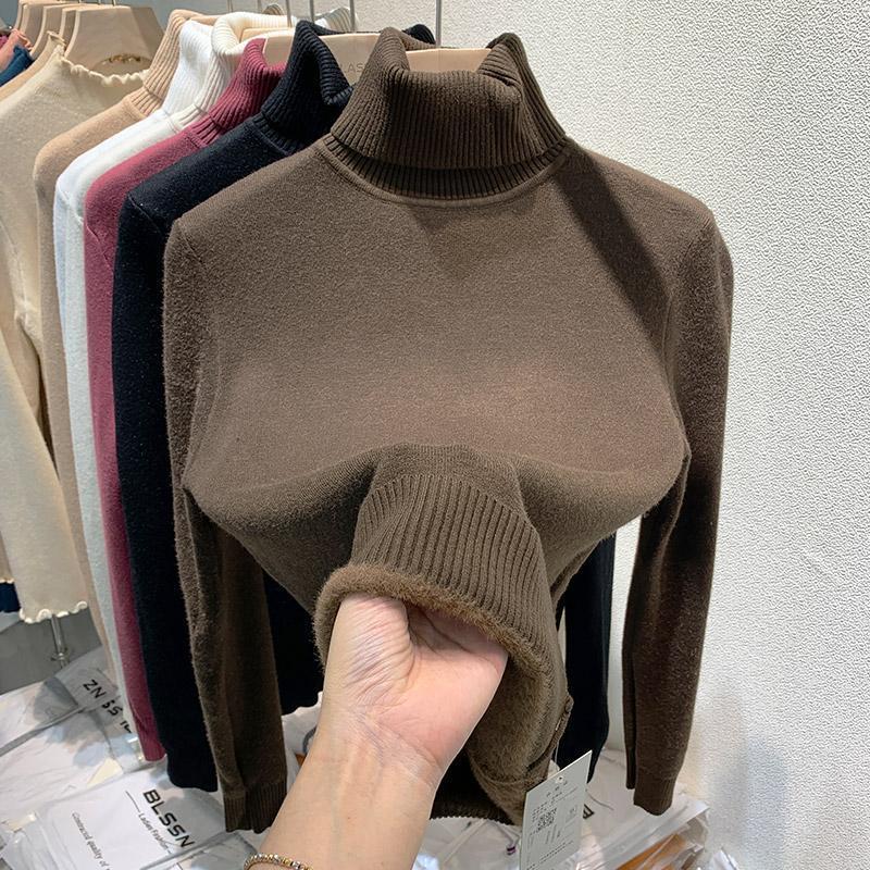 Pull épais en tricot doublé polaire pour l'hiver