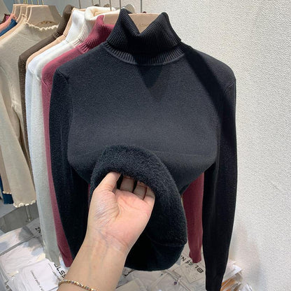 Pull épais en tricot doublé polaire pour l'hiver