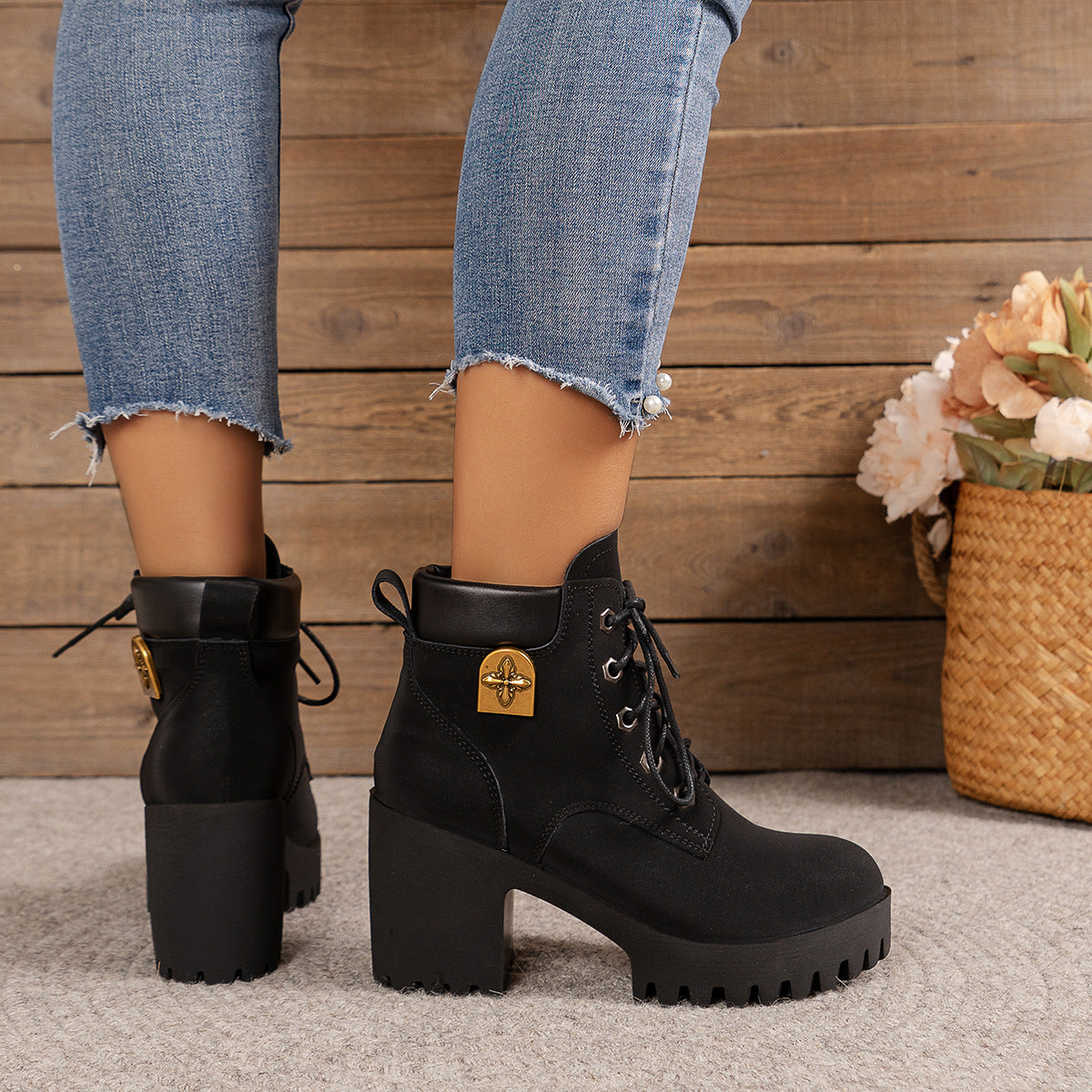 Veloria™ – Bottines à talon compensé rétro chic pour femme