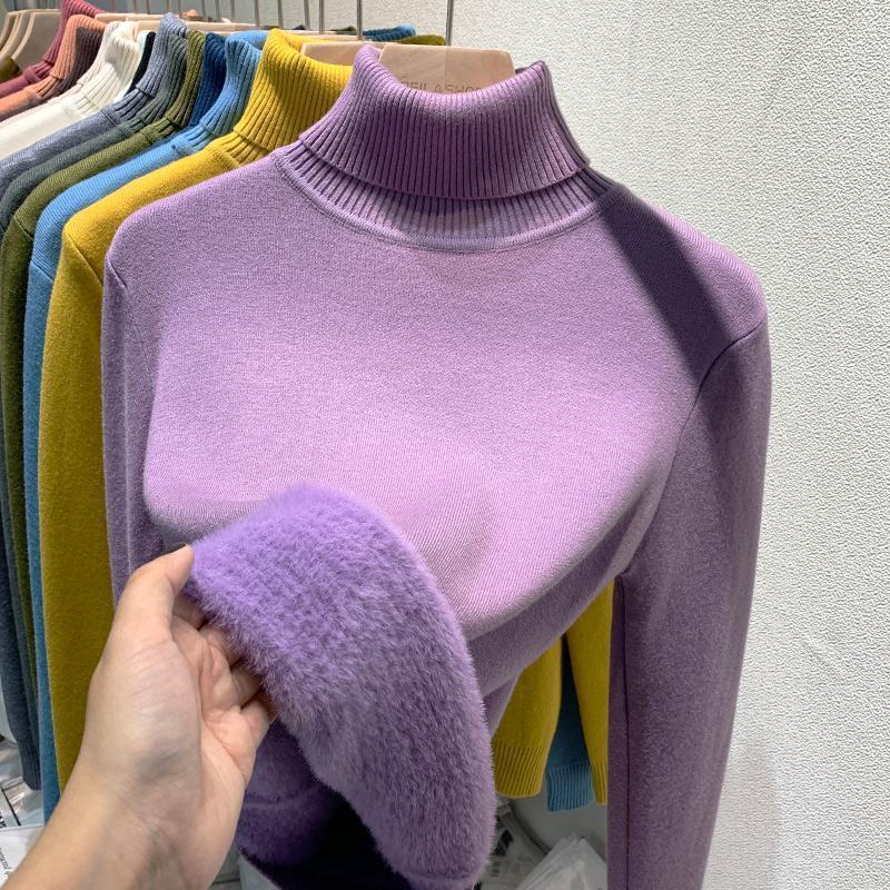 Pull épais en tricot doublé polaire pour l'hiver