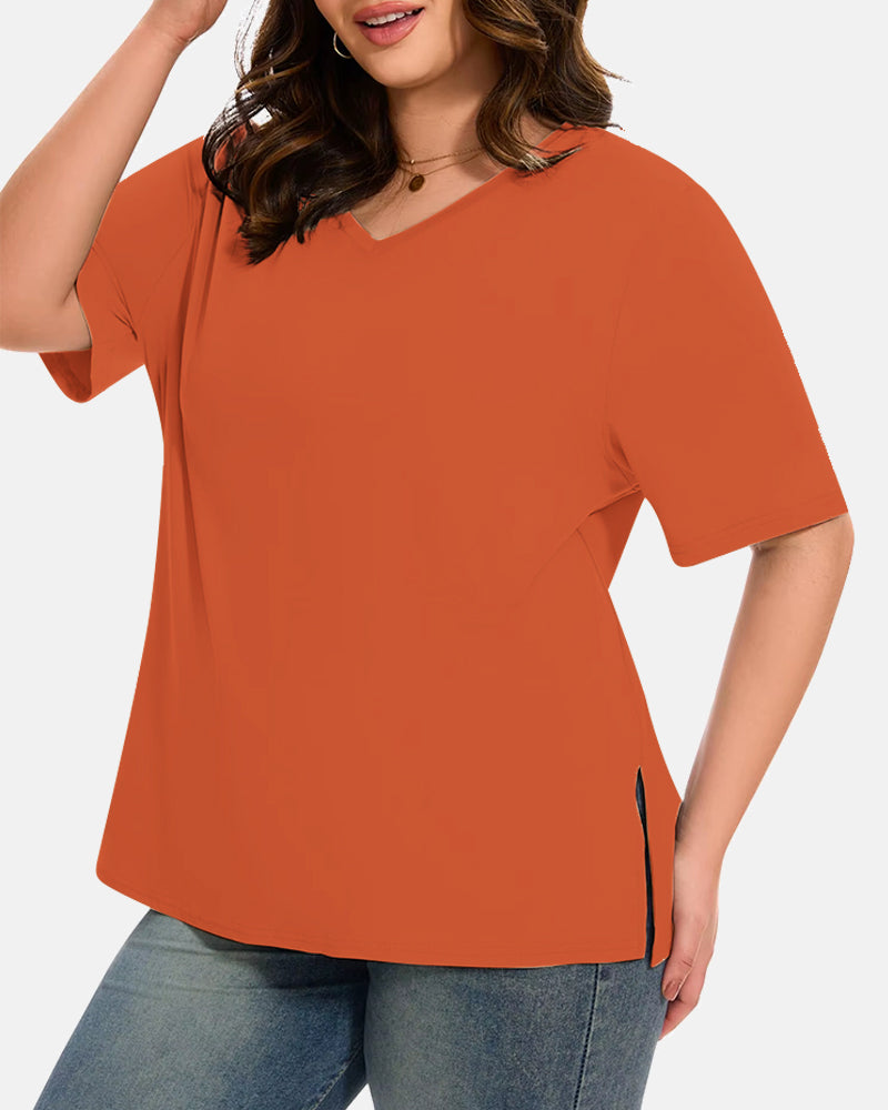 T-shirt basique manches courtes col V – Femme