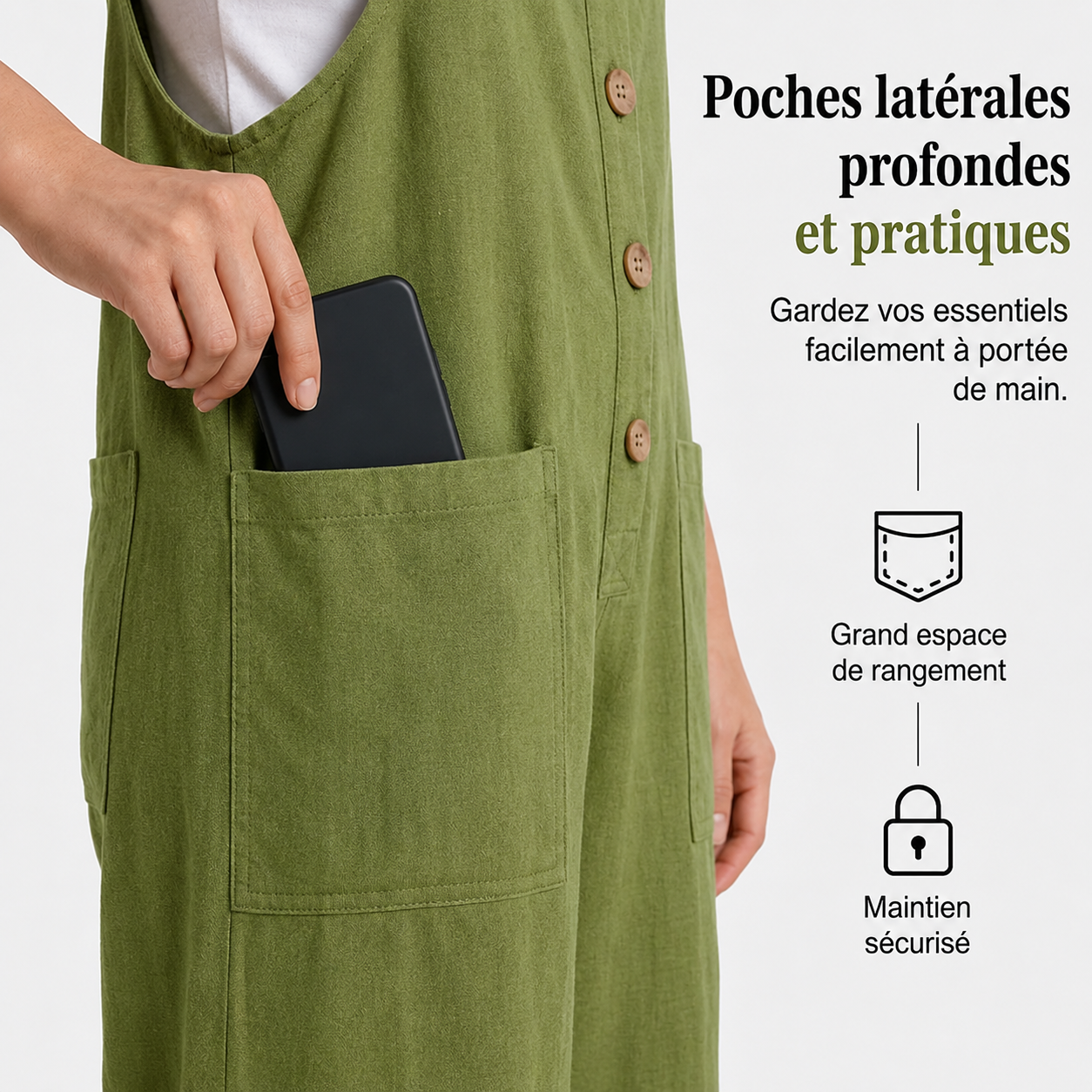 ÉVASIA™ - Salopette Décontractée – Coupe Ample, Bretelles Ajustables & Tissu Léger Respirant