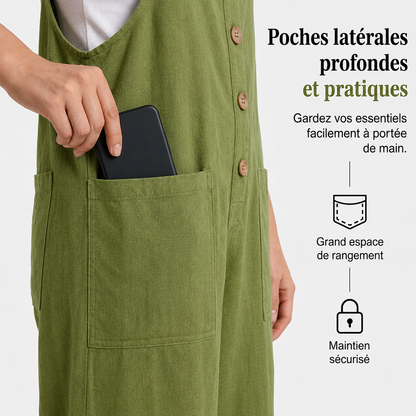 ÉVASIA™ - Salopette Décontractée – Coupe Ample, Bretelles Ajustables & Tissu Léger Respirant