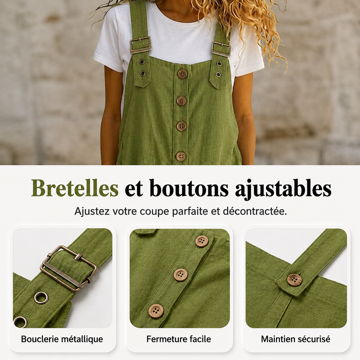 ÉVASIA™ - Salopette Décontractée – Coupe Ample, Bretelles Ajustables & Tissu Léger Respirant