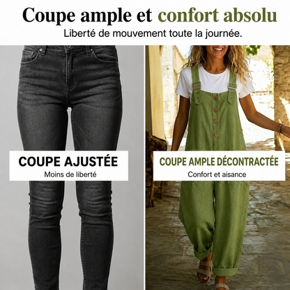 ÉVASIA™ - Salopette Décontractée – Coupe Ample, Bretelles Ajustables & Tissu Léger Respirant