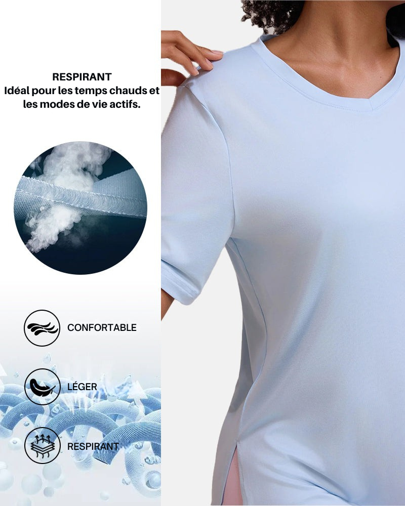 T-shirt basique manches courtes col V – Femme