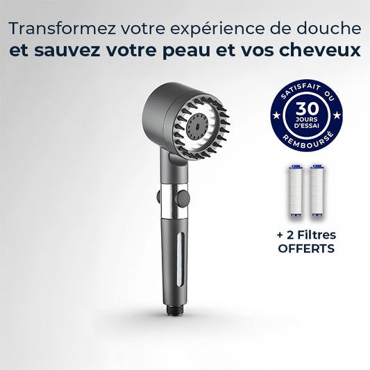 MIR0Shower™ – Pommeau de douche haute pression | filtration intégrée | 3 modes spa | jusqu’à −30 % d’eau